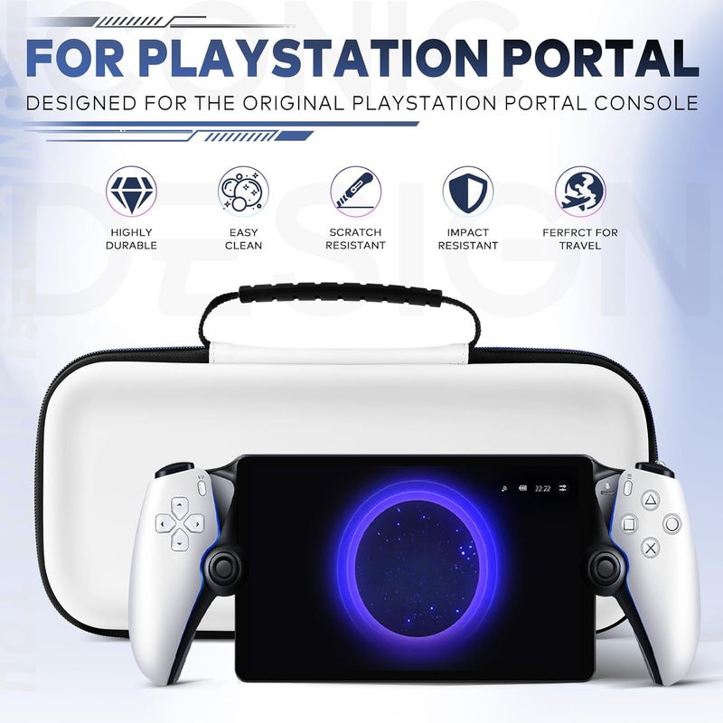 ivoler حقيبة حمل لجهاز بلاي ستيشن بورتال للتحكم عن بعد لجهاز PS 5 تحتوي على ملحقات، حقيبة صلبة محمولة مضادة للسقوط مع جيب شبكي لحفظ الحماية، مناسبة للسفر. - Image 4